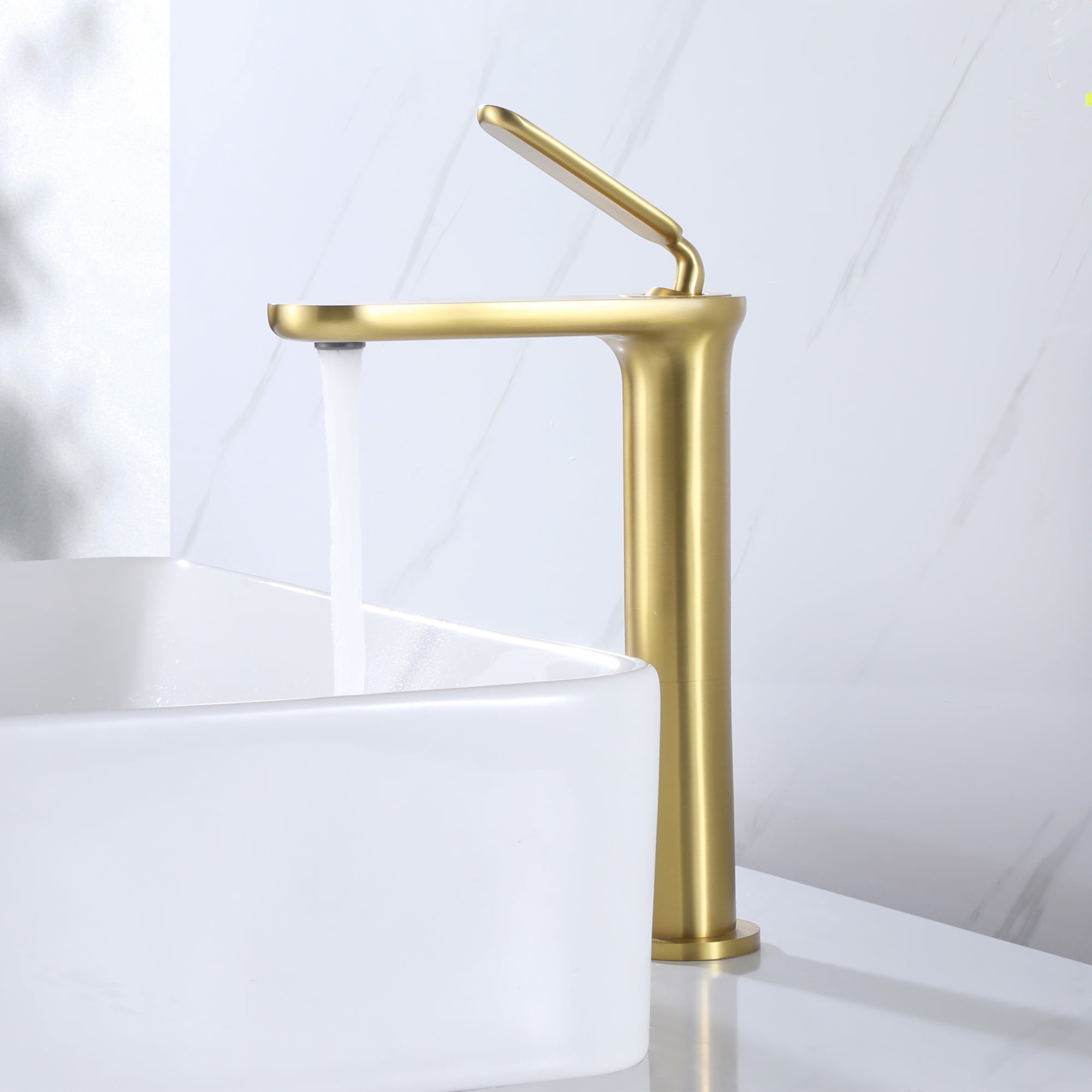 High Arc Bathroom Sink Faucet, Solid Brass Single Lever Bathroom Basin Faucet