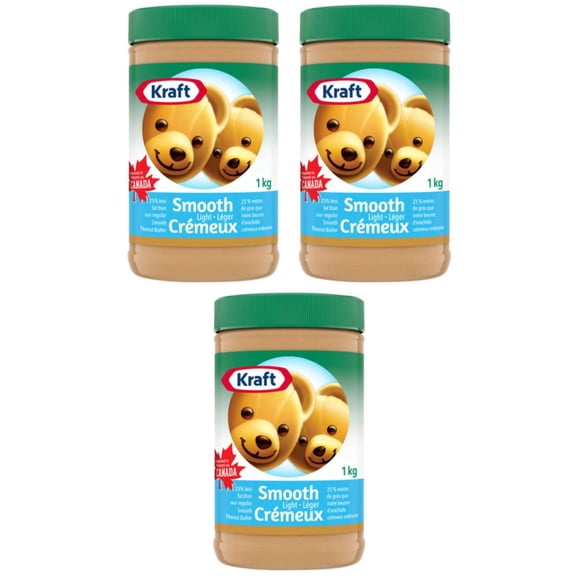 Kraft Peanut Butter Smooth Light 1kg (3 Pack)