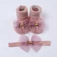thumbnail image 1 of Baozhu Spring Autumn Baby Girls Socks Headband Set Newborn Baby Bowknot Socks Infant Baby Socks Anti Slip Soft Cotton Floor Sock Shoes, 1 of 5