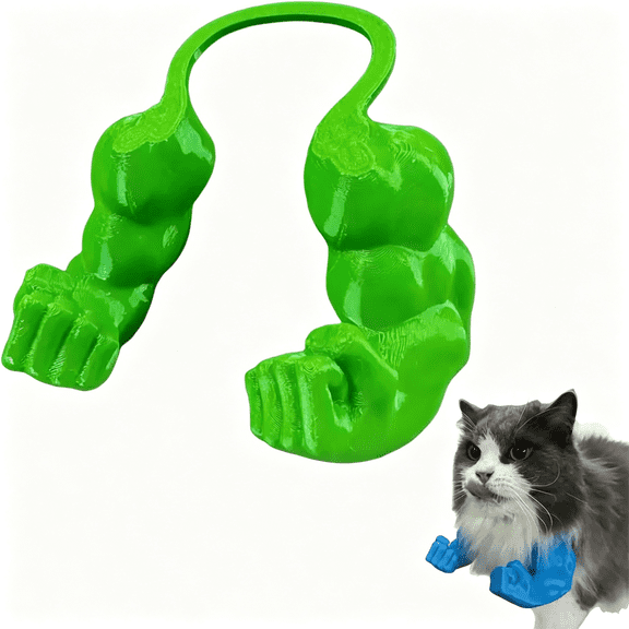 GASTROPOD Halloween Pet Costume Cat Superhero Arms, 3D Printed Cat Muscle Arms Cosplay Accessory, Lightweight Neck Hanging Halloween Outfit, Ideal Photo Prop for Cats & Dog (Green)