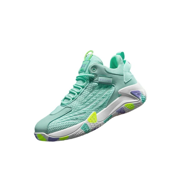 UKAP Chaussures de Basket-Ball Respirantes Mi-Hautes Chaussures de Sport Vert à Bout Rond Résistant aux Glissades Extérieures 7.5
