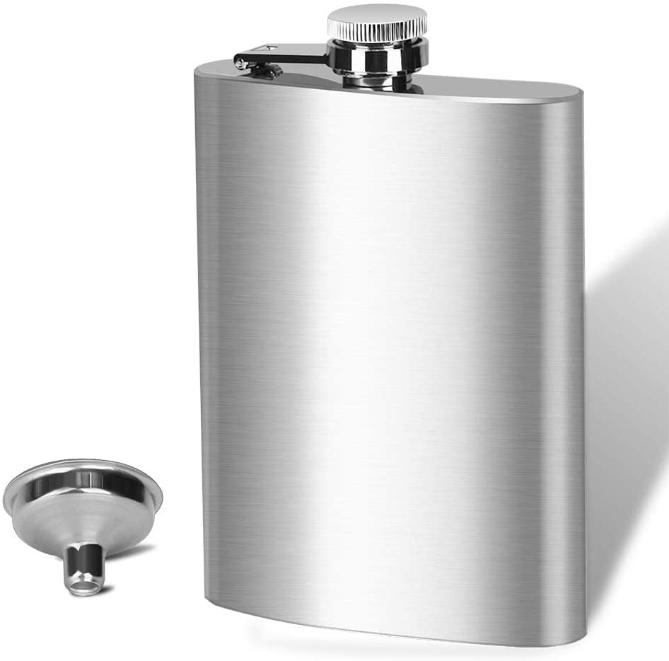 8Oz Liquor Leak Proof 304 Stainless Steel Pocket Hip Flask Screw Cap w/ Funnel 