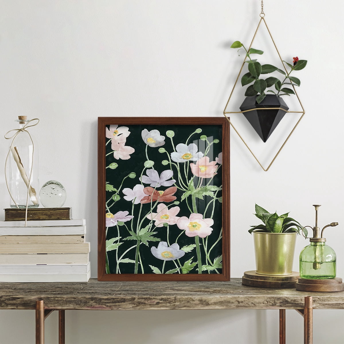 Anemone Dance II -Framed Print w/glass-Chestnut
