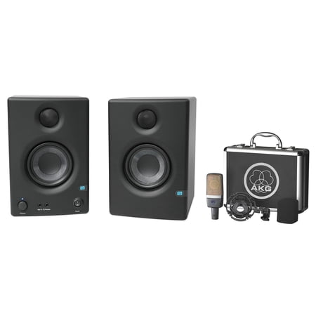 AKG C214 Studio Condenser Microphone Recording Mic+Presonus Eris E3.5 Monitors