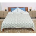 thumbnail image 4 of Dhaka International 100% Cotton Handmade Block Printed Bedspread | Lightweight Reversible Bed Cover for All Seasons - ( green - 90x108 " Double / Queen Size ), 4 of 4