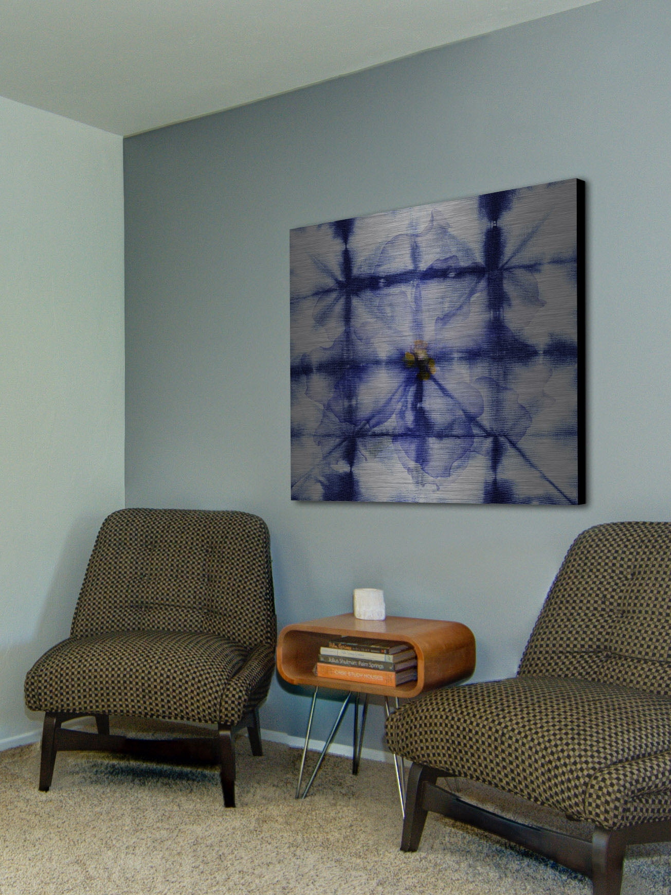 Parvez Taj Boxed in Blue Art Print on Brushed Aluminum