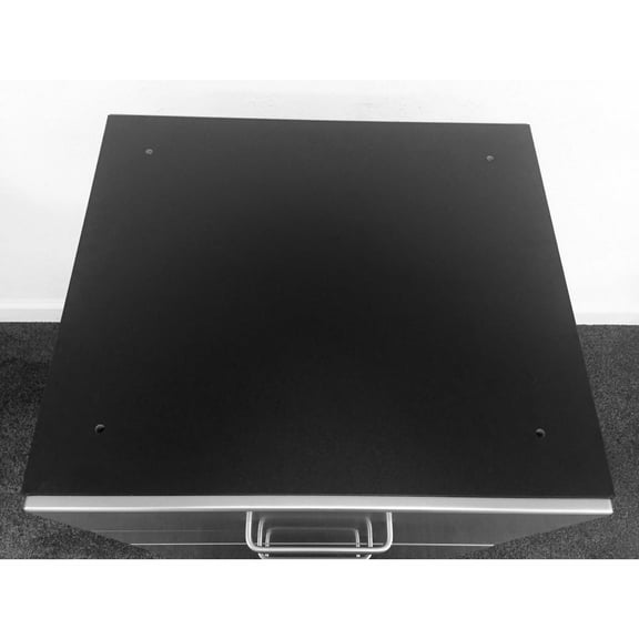 HomeStock Old World Opulence 3 Drawer Base Cabinet for Garage, Durable Black Vinyl Laminate, Adjustable Feet, Full Extension Ball Bearing Glides, Industrial Style Drawer Pulls, 23.5 W x 21 D x 35 H