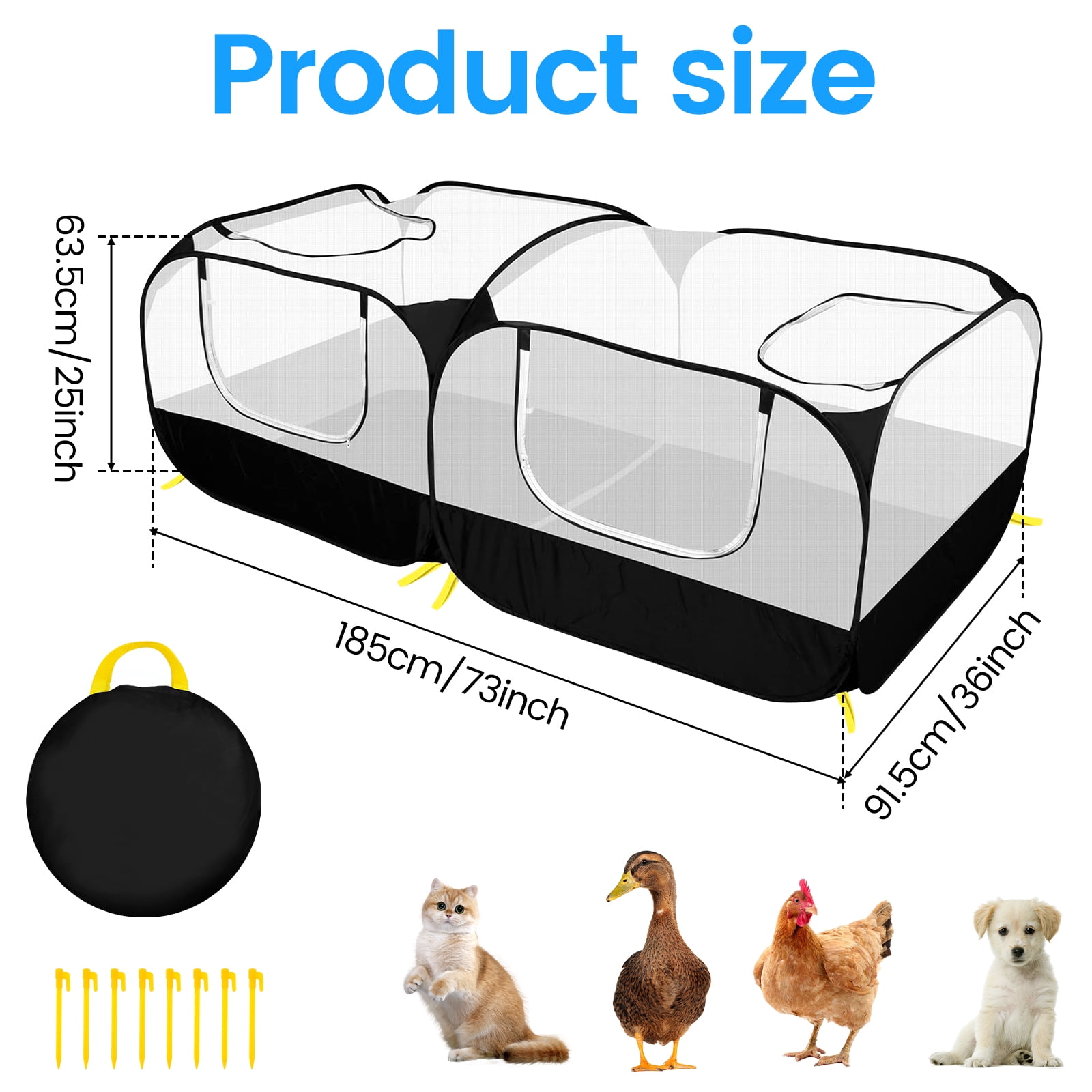 Collapsible Small Animal Playpen Large Space Portable Chicken Run Coop With Detachable Bottom for Indoor Outdoor Use