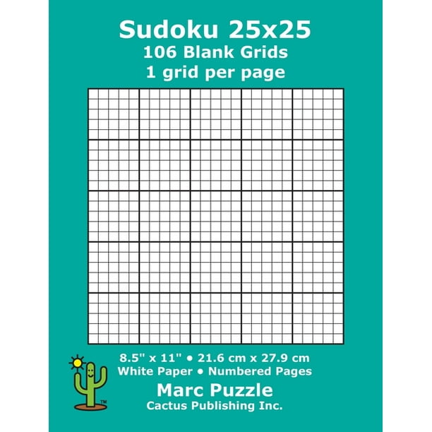 sudoku 25x25 106 blank grids 1 grid per page 85 x