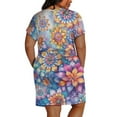 thumbnail image 2 of Yuyamidu Boho Mandala Flower Dress for Women Girls Oversized V-Neck Pull on Dresses Casual Flowy Midi Dresses Ladies Summer Fall Beach Party Dresses Size 5XL, 2 of 7