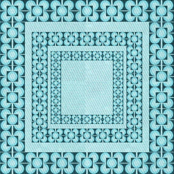 Ahgly Company Indoor Square Patterned Tron Blue Area Rugs, 4' Square