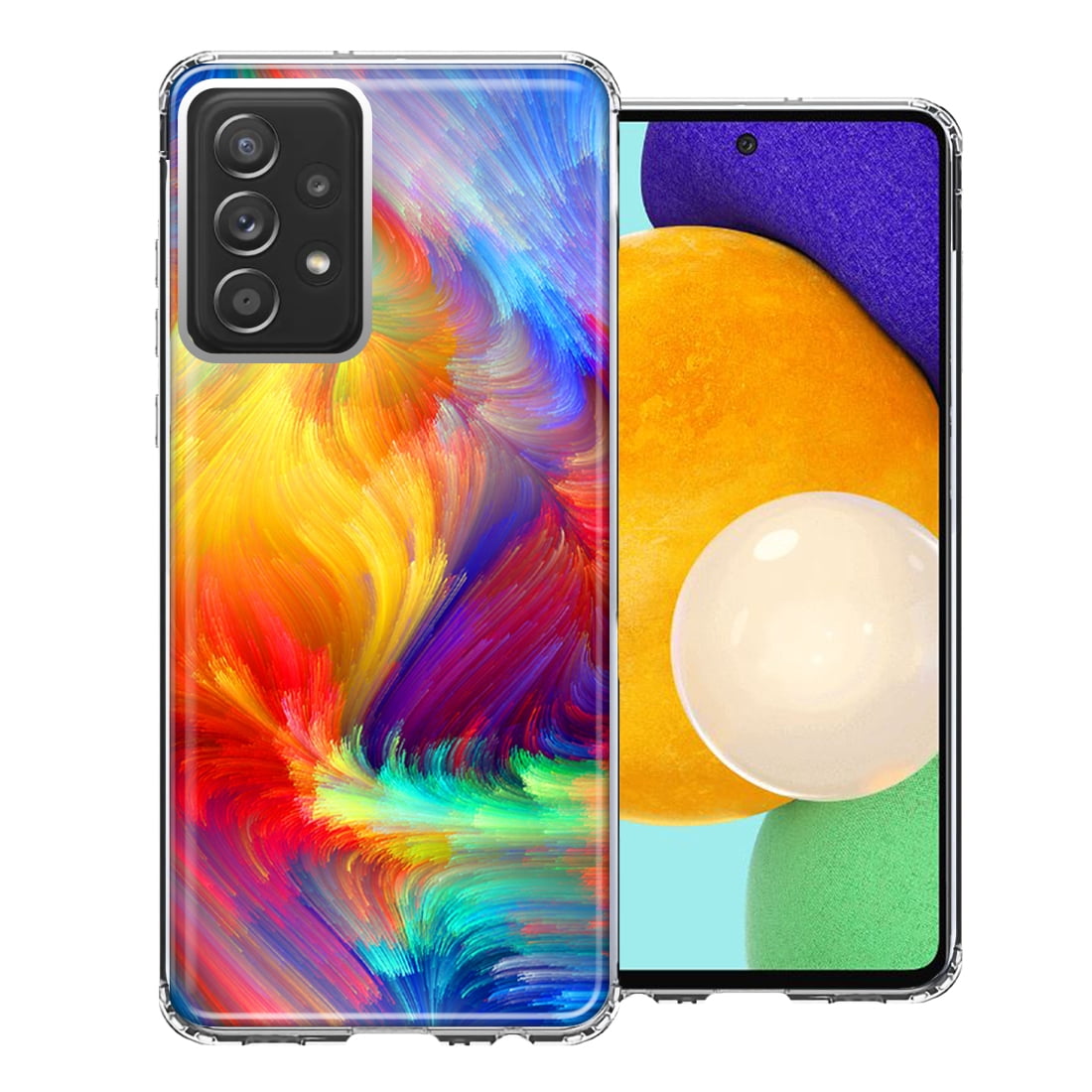 MUNDAZE Samsung Galaxy A53 Colorful Feather Paint Double Layer Phone Case Cover