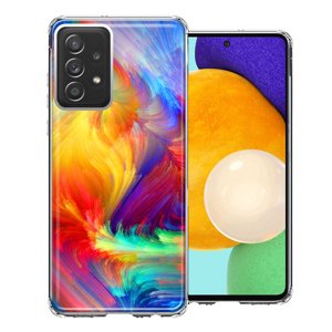 MUNDAZE Samsung Galaxy A53 Couverture de téléphone double couche de peinture de plume colorée