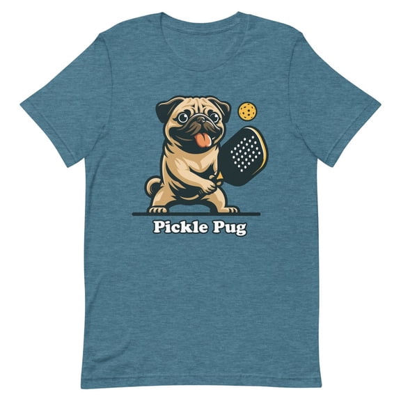 Pickle Pug Dog Playing Pickleball T-Shirt, Funny Pickleball Pug Graphic Tee, Cute Pickleball Dog Lover Gift Shirt for Men Women