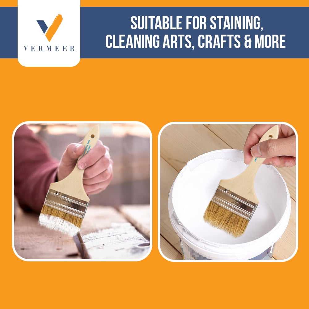 Vermeer Chip Paint Brushes - 96-Pack - 4" Chip Brushes for Paints, Stains, Varnishes, Glues, & Gesso