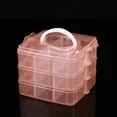 thumbnail image 1 of Caja de almacenamiento de plástico con compartimento apilable ajustable con mango transparente de 3 niveles para organizar sellos, joyas y accesorios, 1 of 5