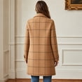 thumbnail image 4 of EANJE Women's Winter Notched Collar Plaid Wool Trench Coat Button Down Mid Long Overcoat Outerwear Camel XL, 4 of 5