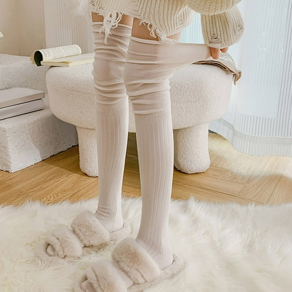 Tittly Thigh High Stockings Socks for Women Women Solid Knitted Cotton Stocking Thigh Long Knee Socks Over Extra Socks Slouch Socks Cute Socks A One Size