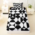 thumbnail image 4 of Castle Fairy Abstract Split Circle Twin Sheets 3pcs,Retro Curved Bedding,Black White,1 Flat Sheet, 1 Fitted Sheet and 1 Pillowcase, 4 of 7
