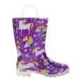 thumbnail image 4 of Western Chief Kids Rainbow Unicorn Lighted Rain Boot with Handles Waterproof PVC with Glitter and Puzzlepairs Insole, 5, 4 of 5