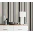 thumbnail image 3 of Galerie Wallcoverings  Smart Stripes 2 Barcode Stripe Vinyl on Non-Woven Matte Wallpaper Roll 33 feet x 21 inches - Black/Beige, 3 of 5