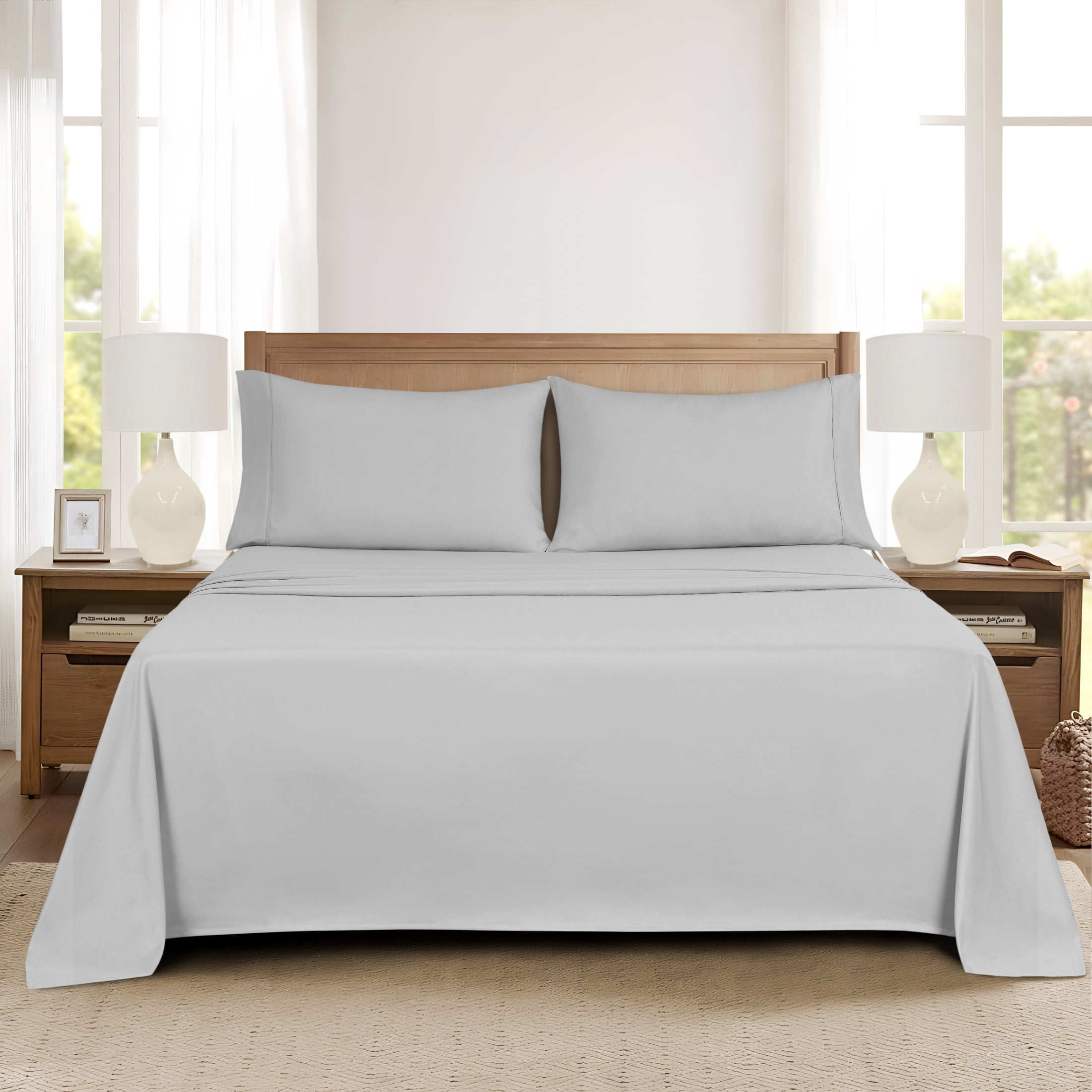 Mainstays Super Soft Brushed Microfiber Pillowcase Set, Light Silver Gray, Standard/Queen, 2 Piece