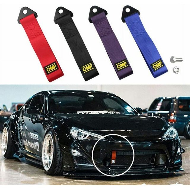 Juego de correas de remolque deportivas para remolque de coche de carreras, gancho de remolque rojo de alta resistencia para parachoques delantero y trasero del vehículo (rojo), 2 uds.