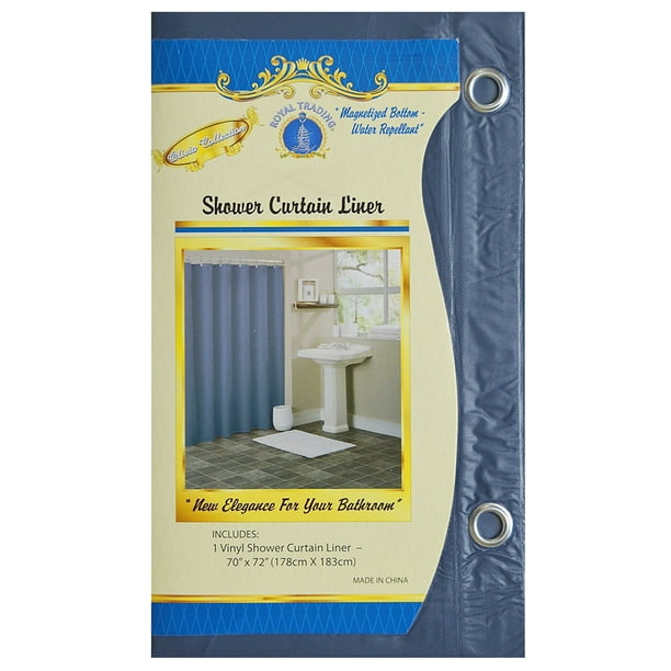 Slate Blue Vinyl Shower Curtain Liner with Metal Grommets &