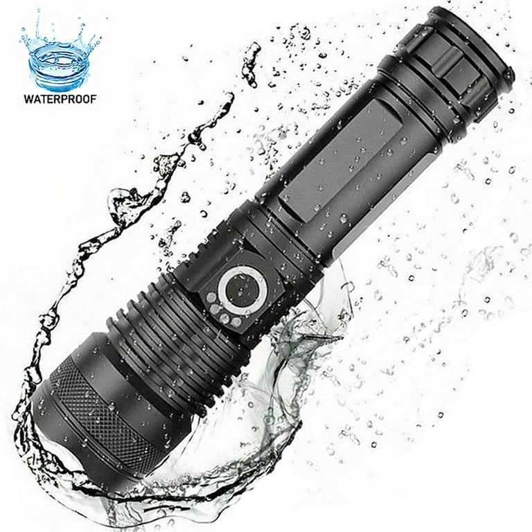 90000 Lumens Powerful Flashlight, USB Rechargeable Waterproof XHP70 Searchlight Super Bright 5 Modes LED Flashlight Zoom Bar Torch for Hiking Hunting