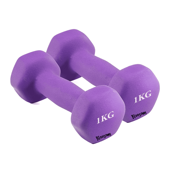 Mancuerna Bloosom Pesa Neopreno 1 Kg Gym Entrenamiento Kit 2 Piezas Purple