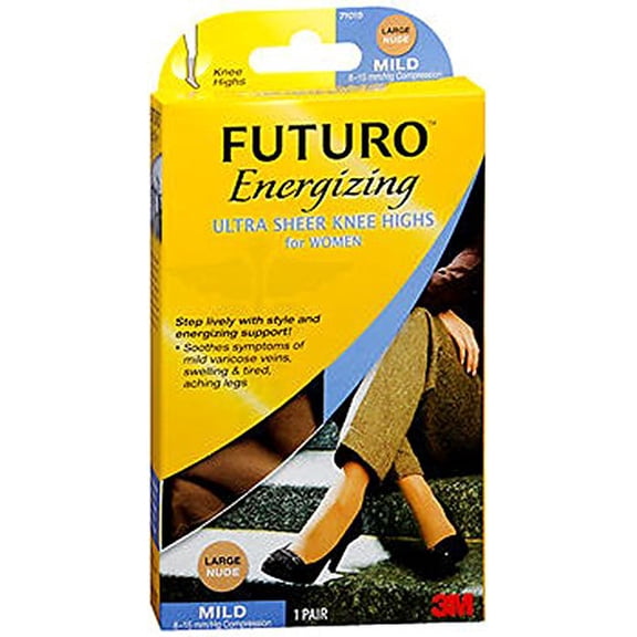 FUTURO Ultra Sheer Knee Highs for Women, Nude, Large