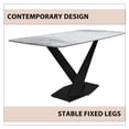 thumbnail image 4 of LeisureMod Voren Modern Dining Table with 55" Rectangular Sintered Stone or Glass Wide Tabletop and Black Steel Legs for Home, Kitchen, Dining or Conference Room in Deep Grey, 4 of 10