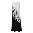 thumbnail image 4 of Estbridge Robes d'Été pour Femmes Décontractées Plissées Amples Évasées Midi pour Femmes Imprimé Floral Longueur Genou Grande Taille Robe Col Ras du Cou Manches Courtes Robe d'Invitée de Mariage Économies d'Été Liquidation, 4 of 5
