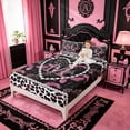 thumbnail image 3 of meiyoeat Classic Leopard Alphabet Print Full Size Sheets For Adults,Fashion Cheetah Initial M Bed Sheets For Kids,4pcs, 3 of 6