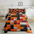 thumbnail image 2 of jejeloiu Toy Brick Games Full Size Comforter Sets,Building Blocks Bedding Comforter Set,Orange Gray Black Bedding Sets For Boys Girls,Luxury Bedroom Decor Reversible,3-Piece, 2 of 8