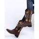 thumbnail image 4 of Ferndule Botas de vaquero para mujer Botas occidentales de media pantorrilla Botas de tacón grueso Botas de vaquera de girasol vintage, 4 of 5