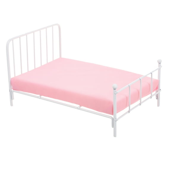 HOMEMAXS Miniature Dollhouse Bed 1/12 Scale Queen Bed With Mattress Dollhouse Furniture 1 12 Scale Dollhouse Bedroom Furniture Dollhouse Accessories White