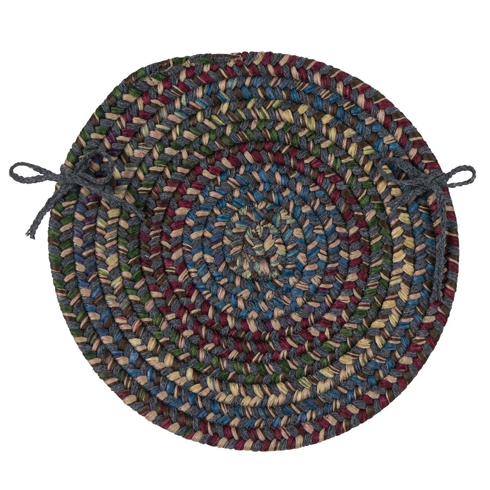 15" Green, Blue and Red Handmade Braided Chair Pad