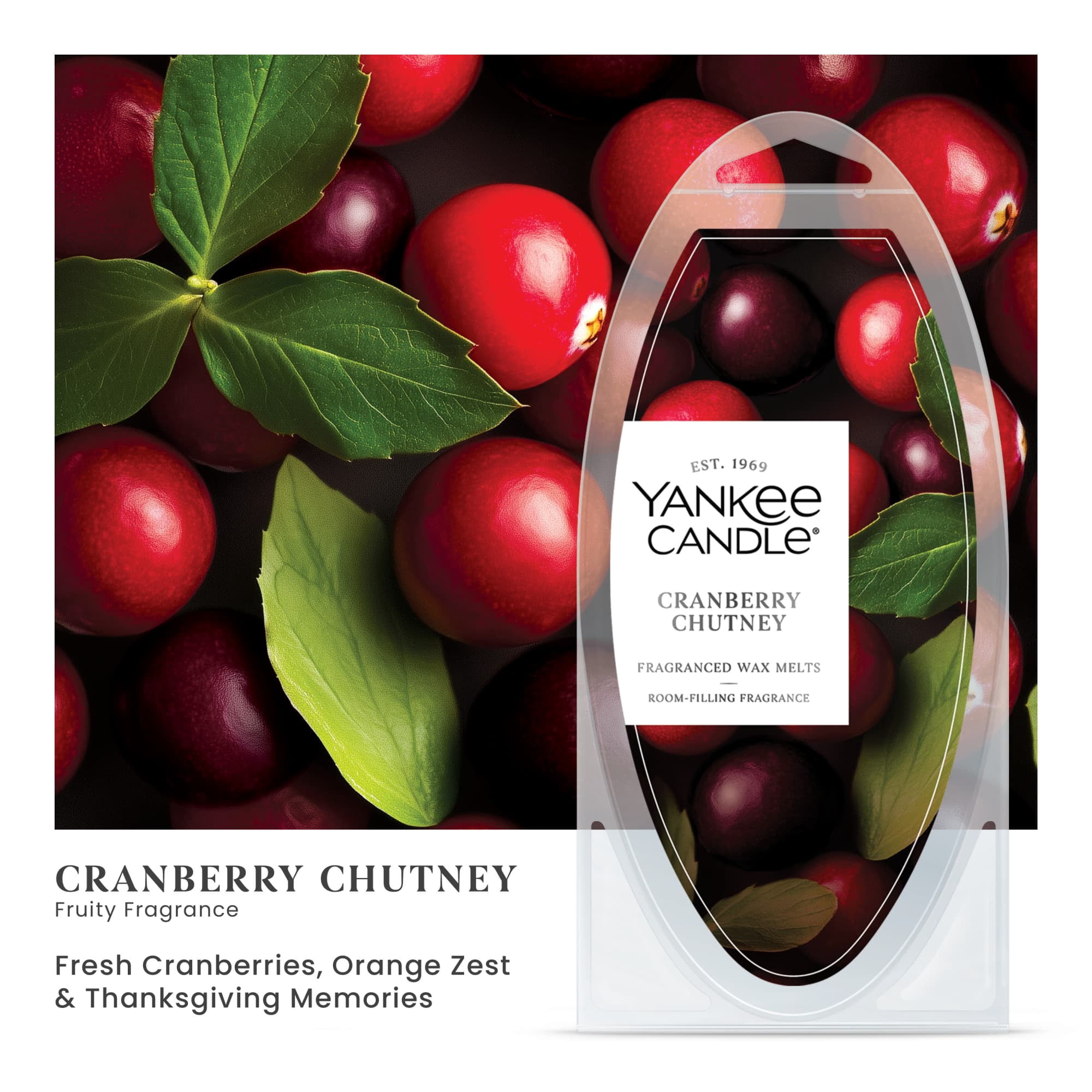 (2 pack) Yankee Candle Cranberry Chutney - Fragranced Wax Melts (Single Pack)