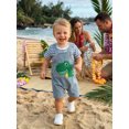 thumbnail image 3 of BemeyourBBs Newborn Baby Summer Clothes Infant Baby Boys Dinosaur Elephant Outfit Casual Loose Striped Short Sleeve T Shirt Tops and Animal Embroidered Overalls Jumpsuit Suspender Pants Set, 3 of 9