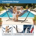 thumbnail image 4 of Ktaxon 9ft Yard Hammock Set, Patio Frame with Blue & Purple Striped Cotton Hammock, 4 of 8