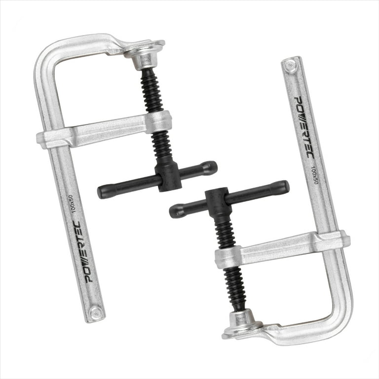 POWERTEC 4 in. F Clamp, 4-3/16 in. x 2 in. Throat, F Style Bar Clamps,  Heavy Duty - 2 PK, 71598 