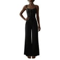 thumbnail image 2 of LEKWK Jumpsuits for Women Sleeveless Lace up Corset Wide Leg Pants Elegant Dressy Pants Breathable Soft Cocktail Party Wedding Guest formal Outfits, 2 of 7