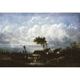 thumbnail image 2 of Jules Dupré 18x14 Black Ornate Wood Framed Double Matted Museum Art Print Titled - Landscape (19th Century), 2 of 5