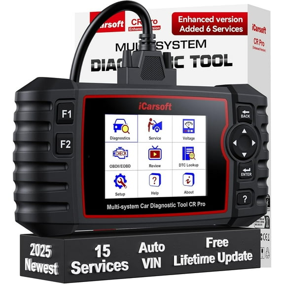 iCarsoft CR Pro 2025 Enhanced Version OBD2 Scanner Diagnostic Tool, All System Car Code Reader with 15  Reset Services, Battery Test, Live Data, Lifetime Updates