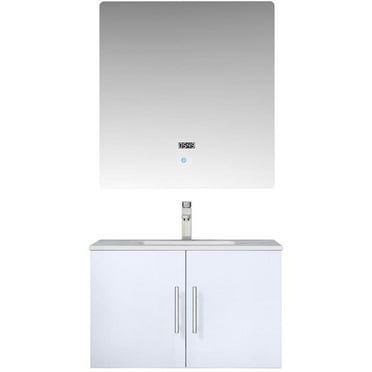 Lexora Home Geneva 30" Carrara Marble Top Single Vanity in Glossy White