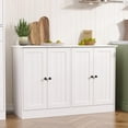 thumbnail image 5 of Sideboard Buffet Cabinet with Storage, 47" W Kitchen Storage Cabinet with 4 Doors, Modern Farmhouse Coffee Bar Station Wood Kitchen Table for Living Room Dining Room, White, 5 of 7