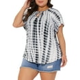 thumbnail image 4 of Trendy and Comfortable Plus Size Tie Dye Short Sleeve T-shirt for Women 3X Grey, 4 of 6
