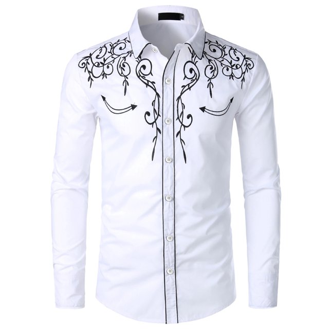 Camisa retro tribal para hombre, camisa retro de manga larga, transpirable, suave, para uso diario, diseño de botones de moda informal Vaion