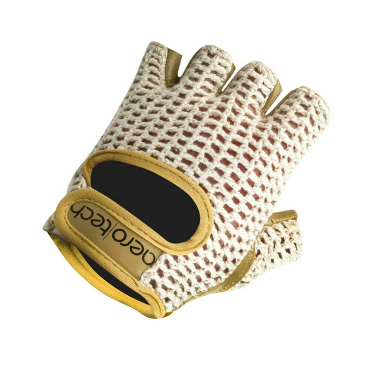 Aero Tech Gel PADDED Leather and Cotton Crochet Fingerless Gloves